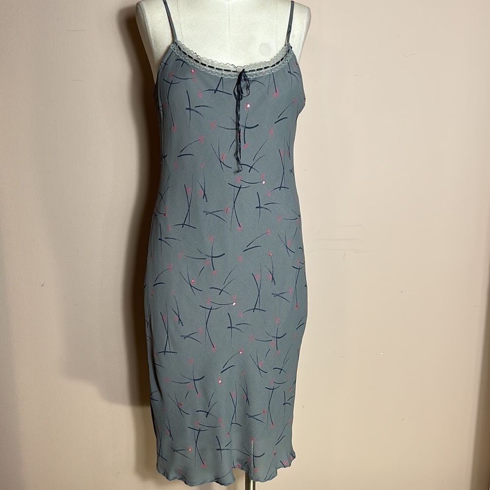 Oasis Vintage Gray Floral Slip Dress size UK 16 EUR 42 US M/ L
